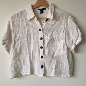 Forever 21 cropped White/cream Button Down